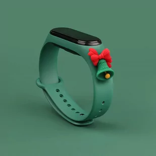 Strap Xmas opaska do Xiaomi Mi Band 4 / Mi Band 3 świąteczny silikonowy pasek bransoletka ciemnozielony (dzwonek) - Etui i futerały do telefonów - miniaturka - grafika 2