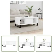 Ławy i stoliki kawowe - The Living Store stolik kawowy biały 90x50x36,5 cm materiał drewnopochodny - miniaturka - grafika 1