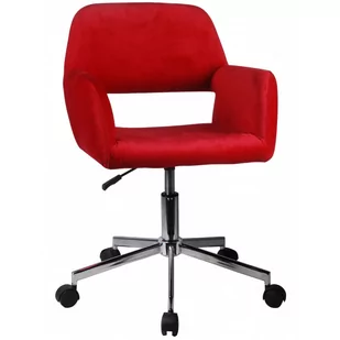 Fotel czerwony obrotowy welur FD-22 na kółkach - Fotele - miniaturka - grafika 1