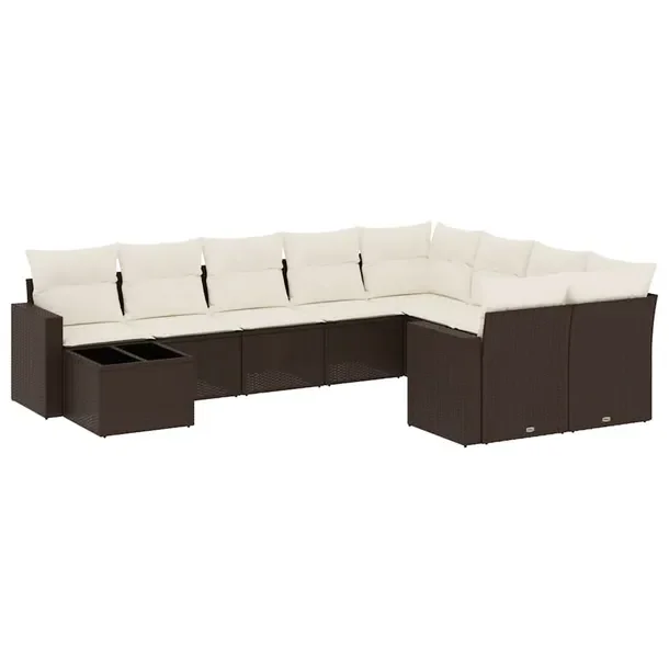 Zestaw mebli ogrodowych modułowych brązowy, rattan PE, 62 x 62 x 69 cm