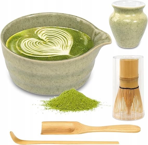 5-CZĘŚCIOWY Zestaw do herbaty Matcha z miseczką i trzepaczką łopatką miotłą