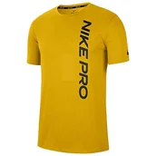 Koszulki męskie - Nike Męski T-shirt Pro Top Npc Burnout T-shirt żółty Dark Sulfur/Sequoia L - miniaturka - grafika 1