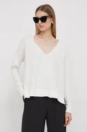 Swetry damskie - Pepe Jeans sweter z domieszką wełny FAYE damski kolor beżowy lekki - miniaturka - grafika 1