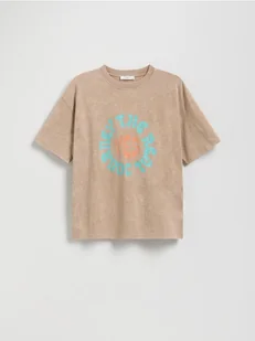 Reserved - T-shirt oversize - beżowy - Koszulki dla chłopców - miniaturka - grafika 1