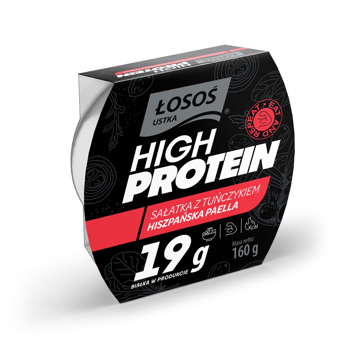 SAŁATKA Z TUŃCZYKIEM HISZPAŃSKA PAELLA 160g ŁOSOŚ USTKA HIGH PROTEIN