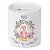 Skarbonki - SKARBONKA DLA BABCI Z BABCIĄ WSZYSTKO JEST FAJNE z Nadrukiem ze Zdjęciem - miniaturka - grafika 1