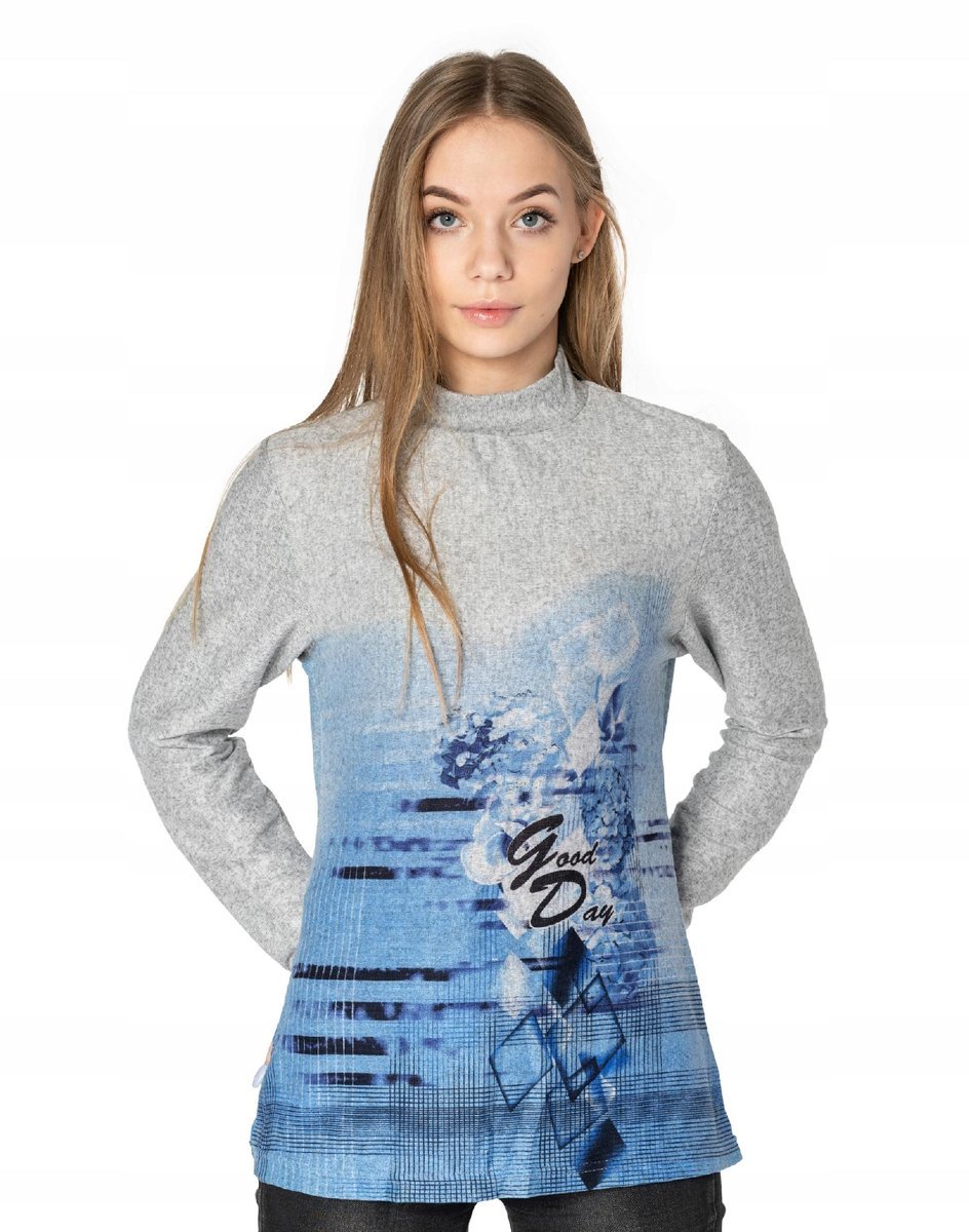 Bluzka Damska z Długim Rękawem Półgolf 3460-01 r L