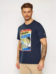 Koszulki męskie - GUESS T-Shirt Super Dooper M0YI53 K8FQ0 Granatowy Regular Fit - grafika 1