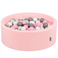 Suche baseny - KiddyMoon Suchy basen okrągły z piłeczkami 7cm różowy: biały-szary-mięta-pudrowy róż 90x30cm/200piłek Zabawka basen piankowy - miniaturka - grafika 1