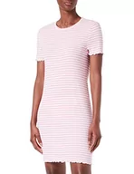 Sukienki - VERO MODA Damska sukienka Vmvio Ss Stripe Short Dress Noos, Prism Pink/Stripes:snow White, M - miniaturka - grafika 1