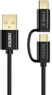 Choetech 2w1 kabel przewód USB - USB Typ C / micro USB 1,2m czarny (XAC-0012-101BK) XAC-0012-101BK - Kable USB - miniaturka - grafika 1