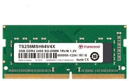 TRANSCEND SODIMM DDR4 2GB 2400MHz 1Rx16 CL17 TS256MSH64V4X