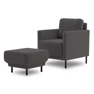Fotel welurowy z podnóżkiem, Laya 55, ciemny szary - Fotele - miniaturka - grafika 1