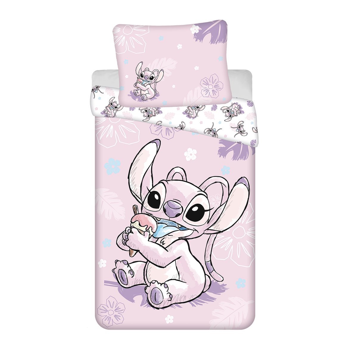 Pościel 140x200 Lilo i Stitch Ice cream różowa fioletowa poszewka 70x90