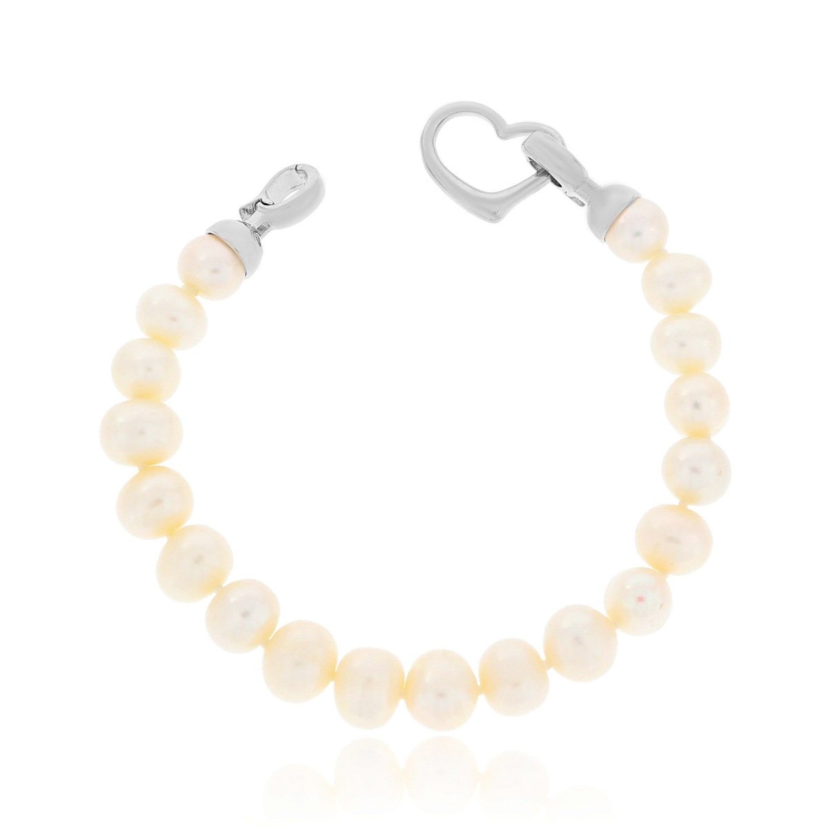 Bransoletka z perłami z zapięciem w kształcie serca 19 cm