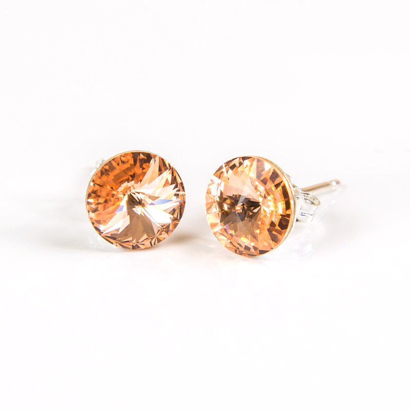 Srebrne Kolczyki 925 Z Kryształami Swarovski Rivoli 6Mm Light Peach