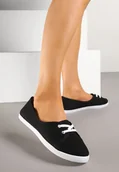 Trampki damskie - Czarno-Białe Tenisówki Vices Ozdobione Wiązaniem Arivanti - Renee - miniaturka - grafika 1