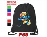 Torby szkolne - WOREK SZKOLNY NA WF BUTY SPORTOWY DLA DZIECKA SMERFY 5 WZORÓW + IMIĘ - miniaturka - grafika 1