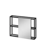 Szafki łazienkowe - Szafka łazienkowa wisząca z lustrem Cersanit Garda 80 cm czarny mat S1001-041 - miniaturka - grafika 1