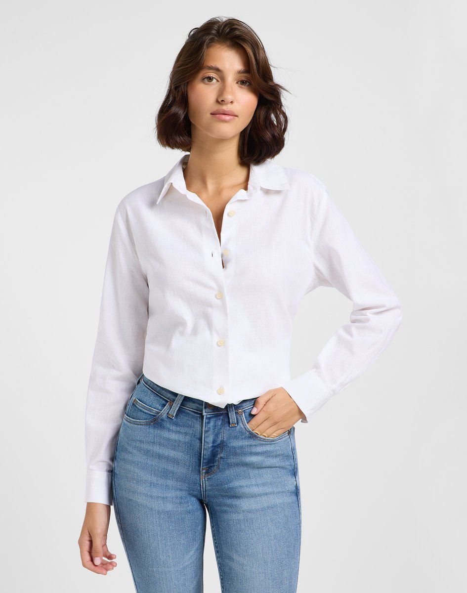 KOSZULA DAMSKA BIAŁA LEE 112363627 POCKETLESS SHIRT BRIGHT WHITE S
