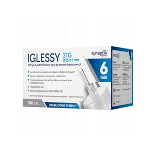 IGLESSY Sterylne jednorazowe igły do penów 31G 0,25 x 6 mm ,100 sztuk - Glukometry i akcesoria dla diabetyków - miniaturka - grafika 1