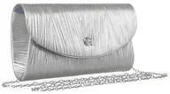 Torebki damskie - Elegancka wieczorowa kopertówka srebrna torebka damska wizytowa do ręki lub na ramię odpinany łańcuszek ROVICKY - miniaturka - grafika 1
