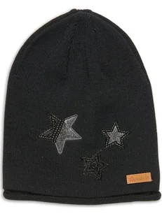 HULABALU Czapka beanie "Glitter" w kolorze czarnym - Czapki dla dzieci - miniaturka - grafika 1