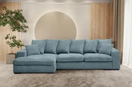 Narożniki - Sofa w kształcie L GABON narożnik z funkcją spania Zoom jasnoniebieski lewy - miniaturka - grafika 1