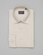 Koszule męskie - koszula flumeri 00510 długi rękaw beżowy slim fit - miniaturka - grafika 1