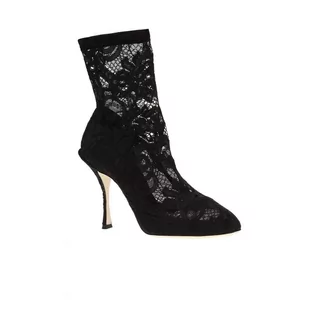Czółenka - Dolce & Gabbana, Koronkowe buty na obcasie Czarny, female, - grafika 1