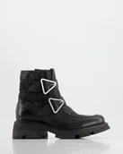 Botki damskie - Czarne botki z klamrami - Venezia - miniaturka - grafika 1