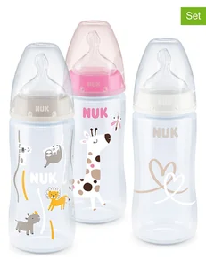 NUK Butelki (3 szt.) "First Choice+" w kolorze szaro-różowym - 3x 300 ml, roz. 1 - Butelki dla niemowląt - miniaturka - grafika 1