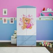 Szafy i szafki dla dzieci - Szafa dwudrzwiowa, do pokoju dziecka, babydreams, 90 cm, miś motylki, niebieska - miniaturka - grafika 1