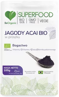 MedicaLine Jagody Acai bio w proszku 100g BeOrganic witamina A E żelazo euterpe precatoria MC157 - Suplementy naturalne - miniaturka - grafika 1