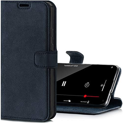 SURAZO Etui na telefon komórkowy do S20 FE Premium RFID etui z prawdziwej skóry etui ochronne z funkcją stojaka - niebieskie etui z klapką Wallet case Handmade in Europa do Samsung Galaxy S20 FE 5G /