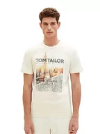 Koszulki męskie - TOM TAILOR Męski t-shirt z nadrukiem fotograficznym z bawełny, 18592-vintage beżowy, XXL - miniaturka - grafika 1
