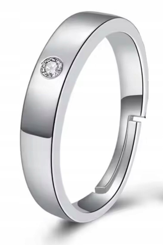 Srebrny Pierścionek Regulowany Rozmiar Stal Szlachetna