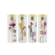 Świeczniki - Świecznik szklany suszone kwiaty 16 x 5 cm - miniaturka - grafika 1