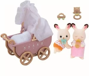 Sylvanian Families Sylvanian Families Bliźniaki z czekoladowymi uszkami +wózek - Figurki dla dzieci - miniaturka - grafika 1