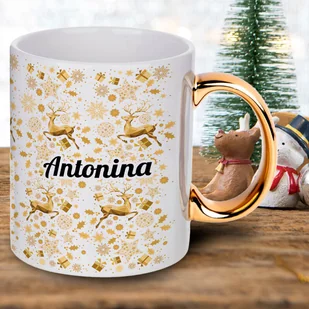 Świąteczny kubek ze złotym uszkiem z imieniem - Złote Święta - Kubki - miniaturka - grafika 1