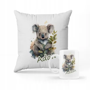 ZESTAW PODUSZKA + KUBEK Prezent miś koala + IMIĘ - Gadżety dla niej i dla niego - miniaturka - grafika 1