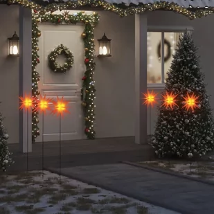 vidaXL Gwiazdy morawskie LED z prętami, 3 szt., czerwone, 35 cm - Oświetlenie świąteczne - miniaturka - grafika 1