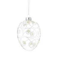 Wielkanoc - Bombka szklana jajko przeźroczyste dekorowane 11,5 cm - miniaturka - grafika 1