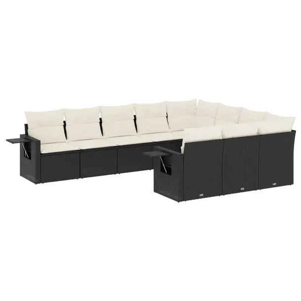 Modułowy zestaw mebli ogrodowych z poduszkami, czarny, rattan PE, 62x62x69