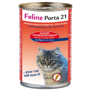 Porta 21 Korzystny zestaw Feline 12 x 400 g - Tuńczyk z wołowiną - Mokra karma dla kotów - miniaturka - grafika 2