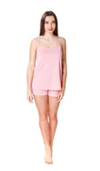 Piżamy damskie - Krótka piżama damska KAMELIA na ramiączka : Kolor - Ciemny Różowy, Rozmiar - 48 - miniaturka - grafika 1