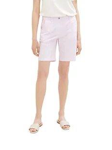 TOM TAILOR Damskie 1036867 szorty bermudy, 32177-białe różowe paski, 38, 32177 – Offwhite Pink Stripe, 38 - Spodenki damskie - miniaturka - grafika 1