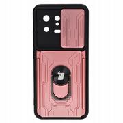 Etui i futerały do telefonów - Bizon Etui Case Camshield Card Slot Ring do Xiaomi 13, jasnoróżowe - miniaturka - grafika 1