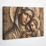 Ikony i obrazy sakralne - Płaskorzeźba Matki Boskiej z Jezusem - obraz polycanvas, 30x20 - miniaturka - grafika 1