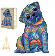 Puzzle - PUZZLE DREWNIANE DLA DOROSŁYCH DUŻE 300 ELEMENTÓW MOPS W DREWNIANYM PUDEŁKU - miniaturka - grafika 1